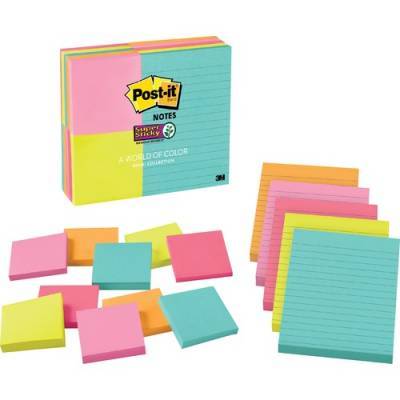 3M Post-it Super Sticky Notes, Assorted Sizes, Miami Collection (463315SSMIA)