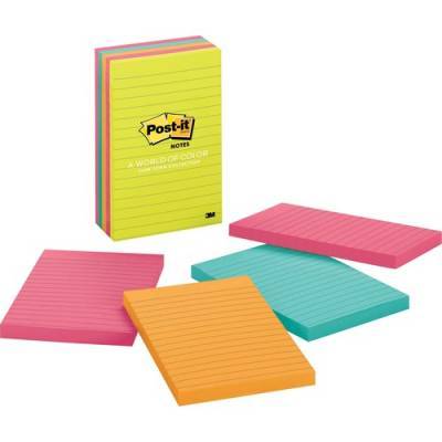 3M Post-it Notes 4"x6" Pads in Capetown Colors (6605AN)