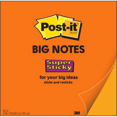 3M Post-it Post-it Super Sticky Big Note, 15 in. x 15 in., Neon Orange (BN15)