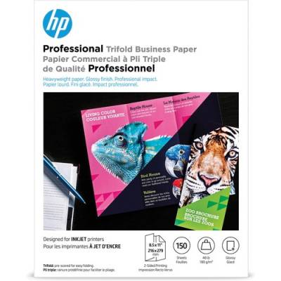 HP Professional Multi-use Glossy Tri-fold FSC Paper 180 gsm-150 sht/8.5 x 11 in (4WN12A)