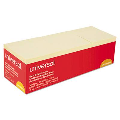 Universal Self-Stick Note Pads, 3" x 3", Yellow, 90-Sheet, 24/Pack (UNV35693)
