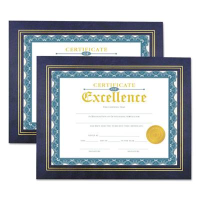 Universal Leatherette Document Frame, Certificate/Document, 11 x 8 1/2, Blue, 2/Pack (UNV76839)