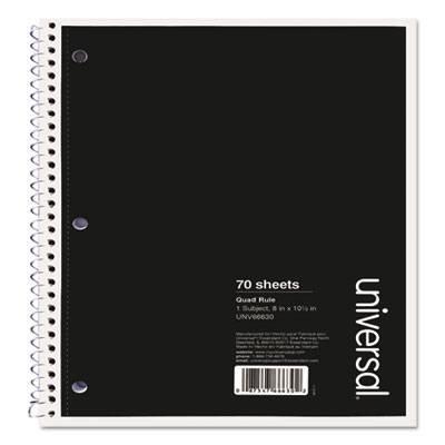 Universal Wirebound Notebook, 4 sq/in Quadrille Rule, 10.5 x 8, White, 70 Sheets (UNV66630)