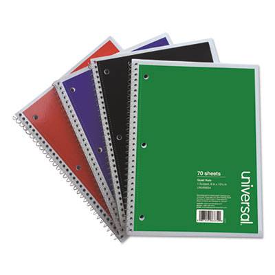 Universal Wirebound Notebook, 4 sq/in Quadrille Rule, 10.5 x 8, White, 70 Sheets, 4/Pack (UNV66634)