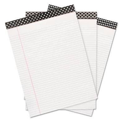 Universal Fashion Writing Pad, Wide/Legal Rule, 8.5 X 11, White, 50 Sheets, 6/Pack (UNV35897)