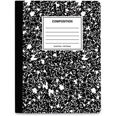 Universal Composition Book, 4 sq/in Quadrille Rule, Black Marble, 9.75 x 7.5, 100 Sheets, 6/Pack (UNV20957)