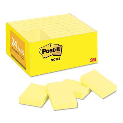 Post-it Notes Original Pads in Canary Yellow, 1 3/8 x 1 7/8, 100 Sheets/Pad, 24 Pads/Pack (653-24VAD-B)