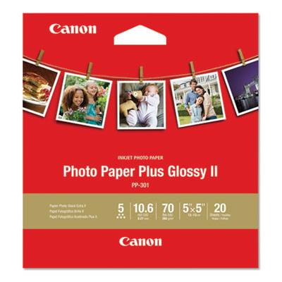Canon Photo Paper Plus Glossy II, 10.6 mil, 5 x 5, White, 20 Sheets/Pack (1432C012)